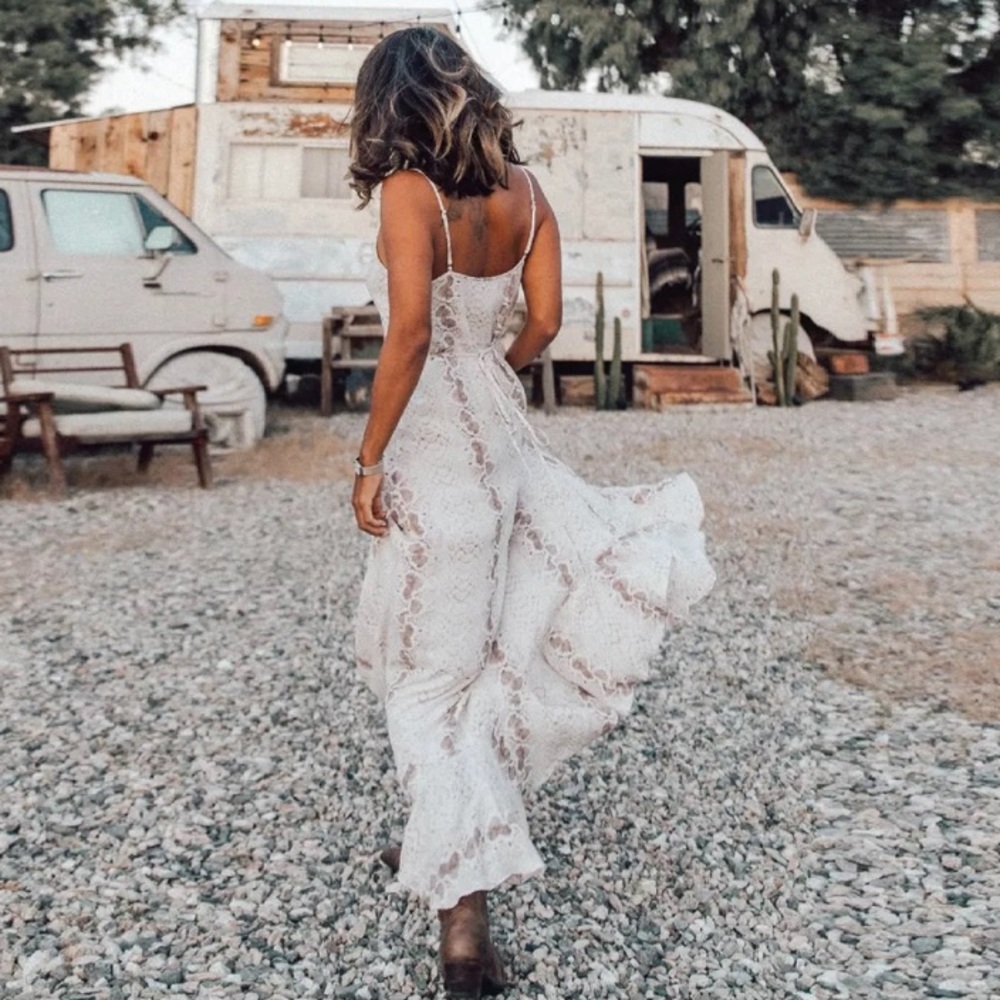 Boho Snake Printed Ruffled Hem Dress - Picture 3 of 5